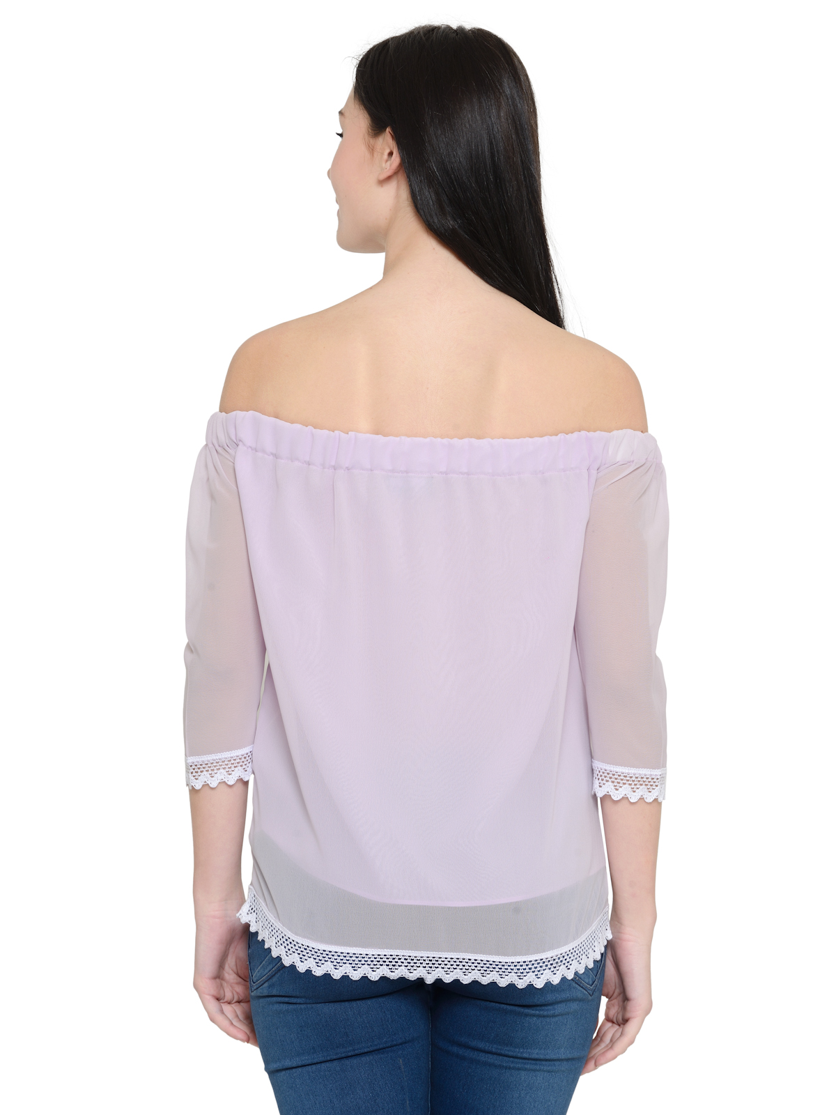 Off shoulder Hem lace top